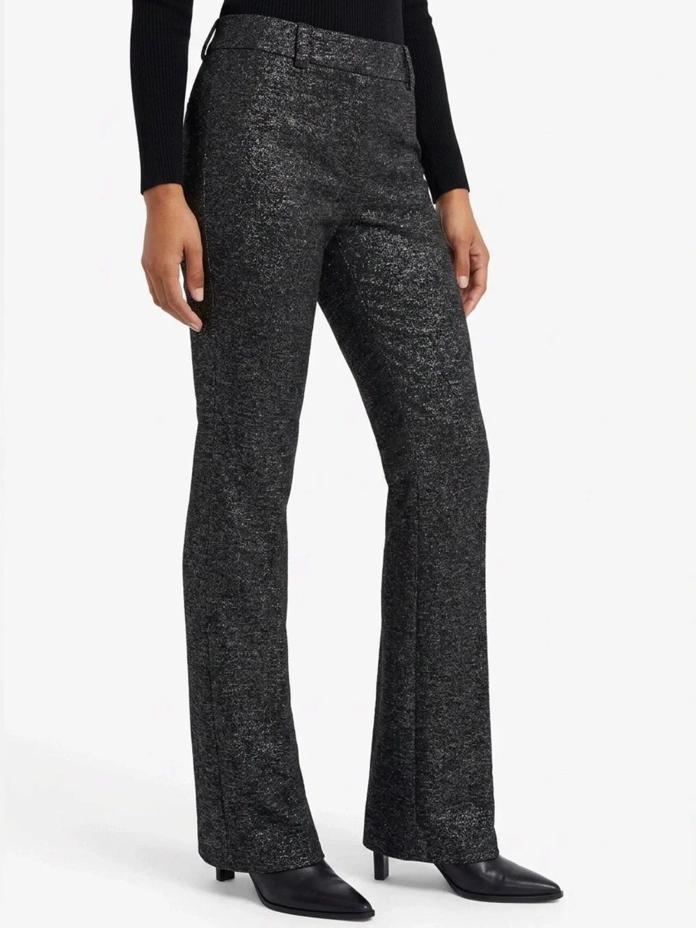 White House Black Market Women's Metallic Black Blake Bootcut Dress Pants